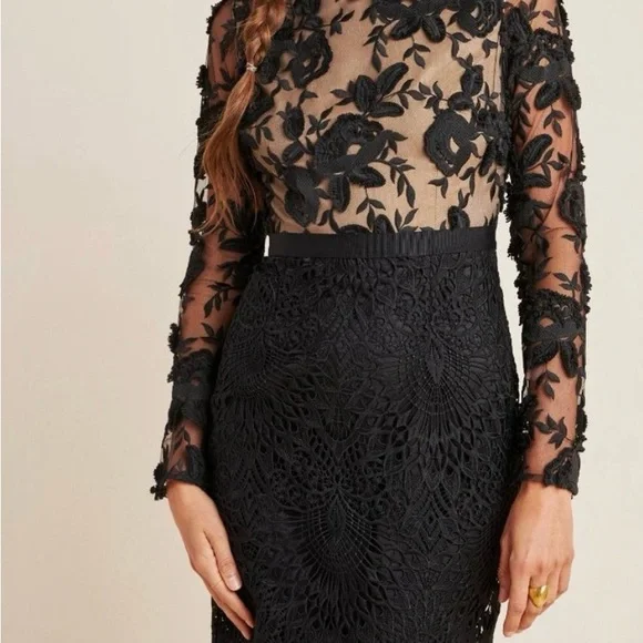 Monique Lhuillier Calypso Black Lace Mini Dress - sanvalentin.cl